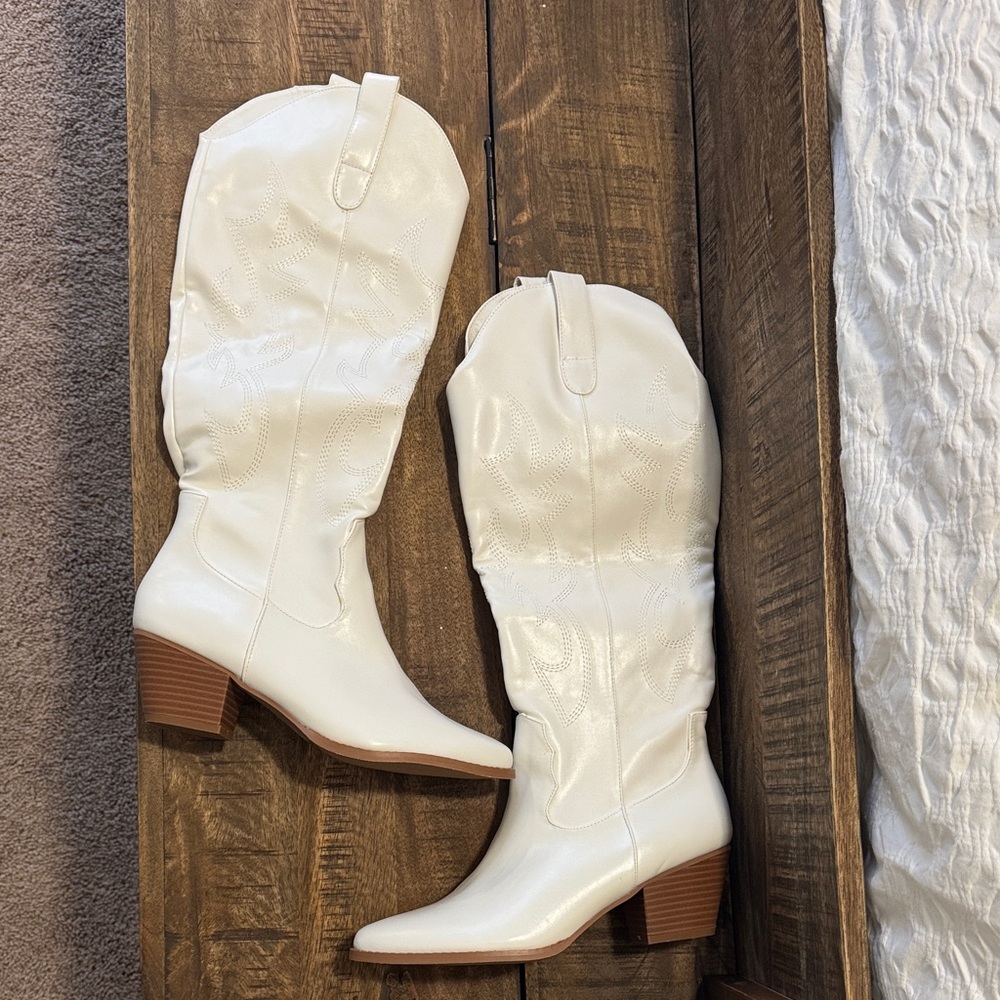 White Knee-High Boots - Brand New!